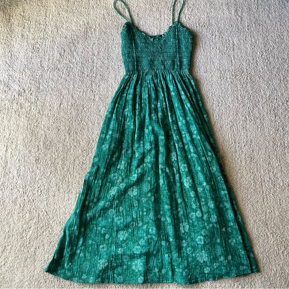 Free People Sweet Nothings Midi Dress Forest Combo Large